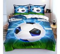 TKCQX Football Housse de Couette 135x200 Enfant GarçOn Ado Adulte Parure de Lit Impression De Football Housse de Couette 1 Personne en Microfibre avec Fermeture éClair + Taie d'oreiller 65x65