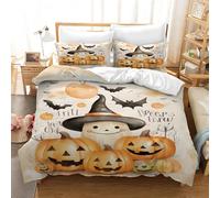TKCQX Halloween Parure de Lit 240 x260 Adulte Enfant GarçOn Housse de Couette 1 Personne Impression 3D de Chauve-Souris Citrouille Sets de Housse de Couette en Microfibre avec Fermeture éClair