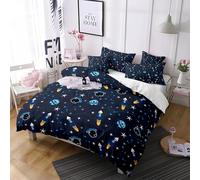 TKCQX Housse De Couette 140x200 Enfant GarçOn Fille Parure De Lit 140x200 Enfant ThèMe De Dessin Animé d'impression 3D De FuséE De PlanèTe Spatiale Housse De Couette 1 Personne en Microfibre