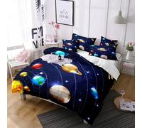 TKCQX Housse De Couette 160x200 Enfant Univers PlanèTe PlanèTe Impression 3D Housse De Couette 1 Personne Microfibre Douce avec Fermeture éClair Sets De Housse De Couette pour GarçOn Fille