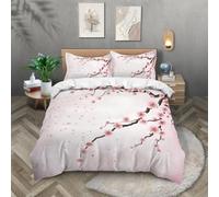 TKCQX Housse de Couette 220x240 Fleurs de Cerisier Japonais Parure de Lit 220x240 Enfant Garçon Fille Adulte Housse de Couette 2 Personnes en Microfibre avec Taie d'oreiller 65x65 cm