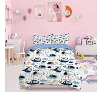 TKCQX Housse de Couette Enfant Avion de Dessin Animé HéLicoptère Housse de Couette 90x190 Enfant Garçon Fille Adulte Parure de Lit en Microfibre avec Taie d'oreiller 65x65 cm