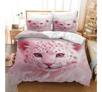 TKCQX LéOpard Animal Sauvage Parure de Lit 140x200 Enfant Animal de Dessin Animé LéOpard Rose Parure de Lit Enfant GarçOn Fille Adulte Housse de Couette en Microfibre avec Fermeture éClair