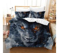 TKCQX Lion Aquarelle Housse de Couette Enfant 240 x 260 Impression 3D de Lion Parure de Lit 240 x 260 Enfant GarçOn Ado Adulte Parure de Lit 2 Personnes en Microfibre avec Taie 65x65 cm