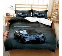TKCQX Noir Parure de Lit 140x200 Voiture de Sport Moderne Housse de Couette Enfant Fille GarçOn Ado Housse de Couette 1 Personne en Microfibre avec Fermeture éClair + Taie d'oreiller 65x65 cm