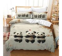 TKCQX Panda Parure de Lit 160x200 Enfant Animaux Mignons Housse de Couette 160x200 Enfant GarçOn Fille Adulte Housse de Couette en Microfibre avec Fermeture éClair avec Taie 65x65 cm
