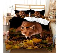 TKCQX Parure de Lit 140x200 Impression 3D de Renard Housse de Couette 140x200 Enfant GarçOn Fille Adulte Housse de Couette 1 Personne Sets de Housse de Couette en Microfibre