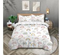 TKCQX Parure De Lit Enfant pour 1 Personne Arc-en-Ciel à Impression 3D Housse De Couette 90x190 Microfibre Douce avec Fermeture éClair AdaptéE à La DéCoration De Chambre Adulte GarçOn Fille