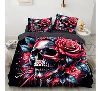 TKCQX TêTe de Mort Housse de Couette 90x190 Enfant GarçOn Fille Adulte Parure de Lit 90x190 CrâNe Gothique Housse de Couette 1 Personne en Microfibre avec Fermeture éClair