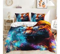 TKCQX Tigre Coloré Sets De Housse De Couette 200x200 Parure De Lit pour Adulte GarçOn Filles Et Ado,Ensemble De Literie Moderne à Fermeture éClair en Microfibre Douce