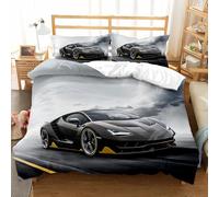 TKCQX Voiture Housse de Couette 140x200 Enfant Fille GarçOn Ado Parure de Lit 1 Personne Cars Housse de Couette Enfant en Microfibre avec Fermeture éClair + Taie d'oreiller 65x65 cm