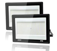 Tkdaksy 2 Pièces Projecteur LED Extérieur 200W, 1M Câble Blanc Froid 6500K Projecteur led, Spot LED Extérieur IP66 Étanche, pour Jardins, Terrasses, Cours, Balcons, Parcs, Garages, Usines, Carré