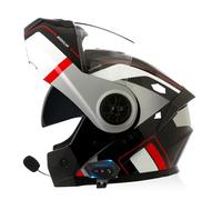 TKDPGXET Intégral Bluetooth Casques De Moto Modulaire Casque Intégré avec Casque Bluetooth Modulaire, Double Visière Casque De Scooter De Fond De Rue Approuvé par Le ECE, 55-62CM