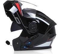 TKDPGXET Intégral Bluetooth Casques De Moto Modulaire Casque Intégré avec Casque Bluetooth Modulaire, Double Visière Casque De Scooter De Fond De Rue Approuvé par Le ECE, 55-62CM