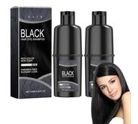 Tkekruh 2PC Black Shampooing 100ml, Colorant Noir 3 en 1 pour Cheveux Noirs, Naturel et Longue Durée pour Homme et Femme