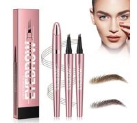 Tkekruh 2PC Crayon à Sourcils de imperméable, avec quatre pointes de fourche, naturel,résistant aux taches, Crée des Sourcils d'apparence Naturelle Sans Effort (Café clair+Café foncé)