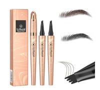 Tkekruh 2PC Crayon à Sourcils liquide, avec 4 pointes de fourchette, Imperméable Durable Naturelle, Adapté à Toutes Teintes, Pour un Look Naturel des Sourcils (Café foncé+Noir)