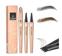 Tkekruh 2PC Crayon à Sourcils liquide, avec 4 pointes de fourchette, Imperméable Durable Naturelle, Adapté à Toutes Teintes, Pour un Look Naturel des Sourcils (Café clair+ Gris)