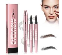 Tkekruh 2PC Crayon à Sourcils Microblading, avec quatre pointes de fourche, naturel,résistant aux tache, Adapté à Toutes Teintes, Pour un Look Naturel des Sourcil (Café foncé+Noir)