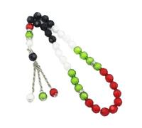 tkerinse Chapelet avec drapeau palestinien, collier couleur palestinien, bracelets multicouches, drapeau palestinien coloré, prière rose