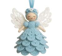 tkerinse Kit de décoration d'ange au crochet à faire soi-même avec fil pour débutants, ensemble unique d'anges de Noël pour décoration de sapin de Noël, poupée tricotée à suspendre pour adultes (bleu)