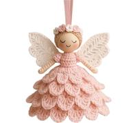 tkerinse Kit de décoration d'ange au crochet à faire soi-même avec fil pour débutants, ensemble unique d'anges de Noël pour décoration de sapin de Noël, poupée tricotée à suspendre pour adultes (rose)