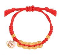 tkerinse Lot de 2 bracelets tressés en corde rouge porte-bonheur pour le Nouvel An chinois 2026, cadeau pour femme, 2pcs, Métal, Pas de gemme
