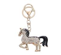 tkerinse Porte-clés cheval 2026, année du cheval, Nouvel An chinois 2026 avec strass et personnages du zodiaque poney porte-bonheur, Noir A, taille unique