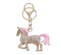 tkerinse Porte-clés cheval 2026, année du cheval, Nouvel An chinois 2026 avec strass et personnages du zodiaque poney porte-bonheur, Rose C, taille unique