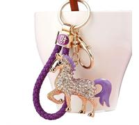 tkerinse Porte-clés cheval 2026 pour le Nouvel An chinois, porte-clés avec strass étincelants pour femme, violet, taille unique