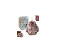 tkerinse Porte-clés lapin avec boîte en étain, porte-clés en forme de lapin moelleux en peluche douce pour femme, cadeau de Pâques, café, 1set
