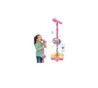 tkerinse Star Microphone with Stand, Kids Microphone Machine with Lights, Karaoke Machine Toy with Adjustable Stand & LED Lights, Standing Singing Machines Gifts for Boys Girls (Pink)