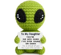TKGIFTHOT Cadeau sentimental pour fille de la part de maman, papa, Best Thing Found on Earth Crochet Alien, cadeau inspirant pour anniversaire, remise de diplôme pour fille