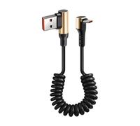 Tkidplw Câble de charge USB C coudé 66 W, USB incurvé vertical | Câble USB C spiralé, charge rapide 66 W, connecteur coudé, gain de place pour appareils mobiles de véhicule, câble court
