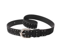 Tkidplw Ceinture décontractée en cuir synthétique pour femme, couleur unie, détails cloutés, boucles en métal, ceinture décontractée pour le bureau avec clous, Noir , taille unique