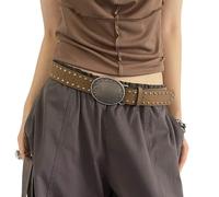 Tkidplw Ceinture punk réglable pour femme ornée de clous rétro et de détails sculptés pour un look tendance et tendance, marron, taille unique