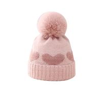 Tkidplw Chapeau brodé en forme de cœur pour enfant, bonnet d'hiver chaud pour bébé garçon fille nouveau-né BigPompom Crochet Bonnet d'hiver tricoté, b, taille unique