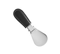 Tkidplw Chausse-pied pliable en acier inoxydable avec poignée ergonomique en similicuir pour personnes âgées, Noir , Taille unique