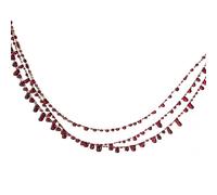 Tkidplw Collier à trois rangs avec des accents de gouttes rouges à | Profil à trois brins décalés, accents de goutte rouges répétés, détails de perles tout au long du décolleté superposé