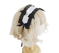 Tkidplw Cosplay Party Lace Headband Girl Anime Maid Lolitas Hairband With Ribbon & Hairpin Female Girls Hair Styling Accessories Lolitas Lace Headwear Halloween Cosplay Accessory