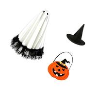 Tkidplw Ensemble de tenue d ' Halloween Porch avec couverture drapée | Accent de chapeau de sorcière et de citrouille, décoration de statue d ' oie saisonnière pour exposition de porte
