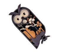 Tkidplw Petite chouette en bois sculptée artisanale, figurine multicouche, décoration décorative pour la maison ou les espaces de travail, décoration vintage hibou de bureau