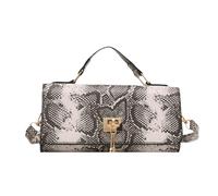 Tkidplw Sac à main en accordéon tendance imprimé serpent pour femme - En cuir synthétique - Petit carré, gris, One Size