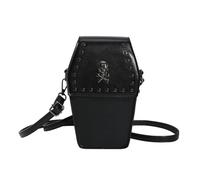 Tkidplw Sac cercueil en cuir synthétique d'inspiration gothique | Profil vertical distinctif en forme de cercueille, ouverture à rabat, bandoulière réglable, accessoire de déclaration
