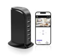 Tkiplay Caméra de sécurité espion cachée WiFi avec chargeur USB, FHD 1080p sans fil pour maison, 5 ports de charge, caméra cachée avec détection de mouvement, enregistrement en boucle