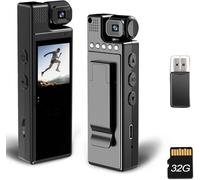 Tkiplay Mini caméra corporelle avec enregistrement audio et vidéo, FHD 1080p, petite caméra corporelle, avec carte SD 32 Go, détection de mouvement, enregistrement en boucle