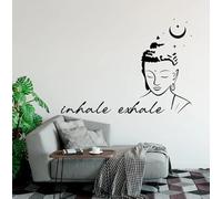 tkjhdlofib Sticker mural Bouddha Art mural Décoration de la maison Stickers muraux, noir, 153x112cm