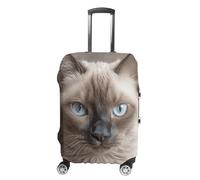 TKJMCSW Belle housse de bagage en forme de chat siamois approuvée par la TSA - Housse de protection élastique et lavable - Anti-rayures - Convient aux valises de 48 à 76,2 cm, blanc, L
