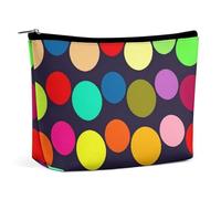 TKJMCSW Belle trousse de maquillage à pois pour femmes et hommes - Trousse de toilette de voyage étanche de grande capacité en cuir synthétique - Jolie trousse de maquillage portable pour articles de