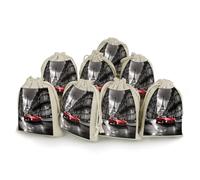 TKJMCSW City Street Lot de 8 sacs cadeaux en mousseline avec cordon de serrage pour voiture Rouge